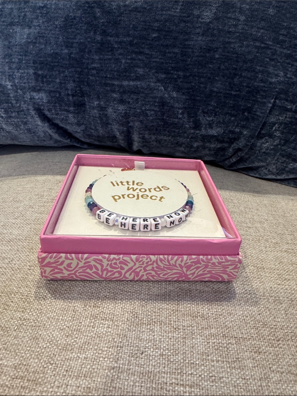 'Be Here Now' Little Words Project bracelet with gift box